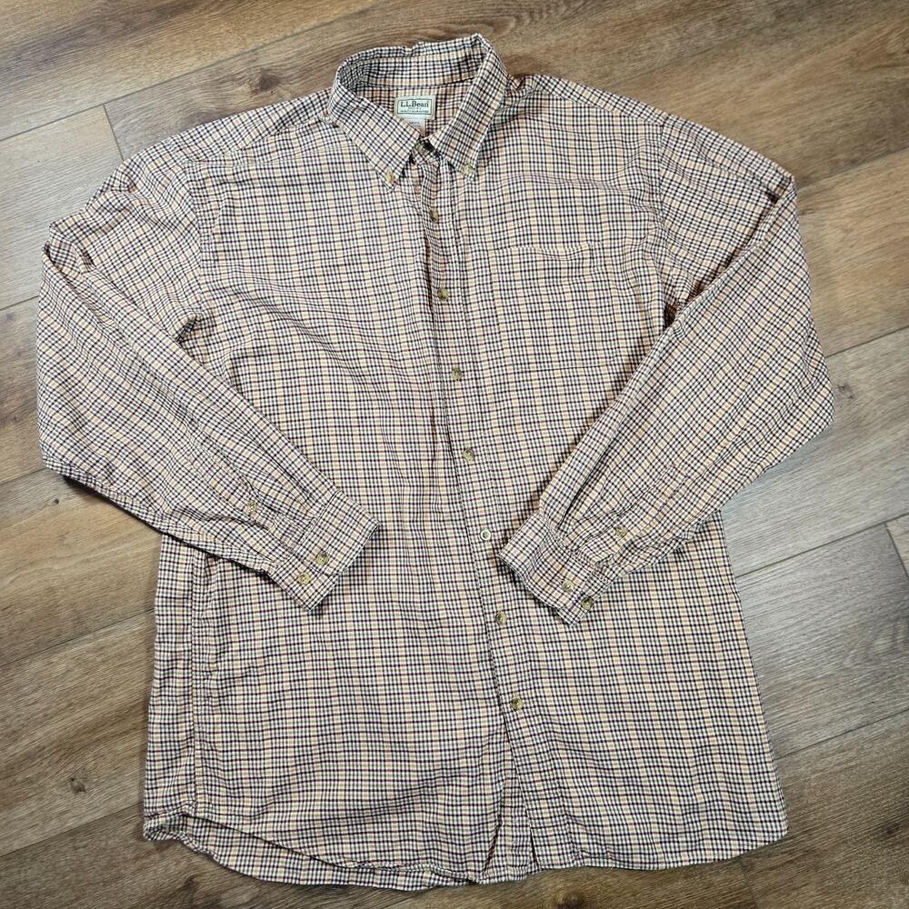 LL Bean Flannel Shirt Mens XL Tall Red Plaid Button Up Long Sleeve Outdoor